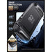 Drop-protection illustration of the Mumba Blade Clear Frost Black case for Nintendo Switch 2, with a close-up of the case corner.