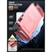 Drop-protection illustration of the Mumba Blade Clear Pink case for Nintendo Switch 2, with a close-up of the case corner.