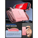 Mumba Blade Clear Pink case for Nintendo Switch 2, with front and rear views, a curved grip profile and a hand holding the case.