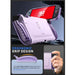 Mumba Blade Clear Purple case for Nintendo Switch 2, with front and rear views, a curved grip profile and a hand holding the case.
