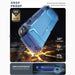 Drop-protection illustration of the Mumba Blade Blue case for Nintendo Switch 2, with a close-up of the raised Z-button edge.