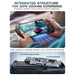 Mumba Blade Circuit case for Nintendo Switch 2 shown during handheld play, with an exploded diagram of the TPU grip frame and PC back panel.