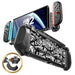 Front and rear views of the Mumba Blade Skidz case for Nintendo Switch 2, black with white graffiti lettering, with a Joy-Con release detail.