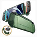Front and rear views of the Mumba Blade Urban case for Nintendo Switch 2, green, with a Joy-Con release detail.