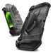 Angled front and rear views of the black Mumba Fortress Switch 2 case, with game cards in the lifted front cover.