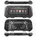 Front, rear and edge views of the Mumba Fortress Switch 2 case, showing six game card slots in the front cover.