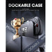 Docking infographic showing the Mumba Titan case for Nintendo Switch 2 in black on a console in its dock beside a trophy graphic.
