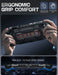 Hands holding the Mumba Titan case for Nintendo Switch 2 in black, with a rear view and grip profile detail.