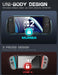 One-piece case design infographic for Nintendo Switch 2, comparing a Mumba Titan case in black with a three-piece design.