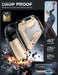 Drop-protection illustration of the Mumba Titan case for Nintendo Switch 2 in Desert beige, with a close-up of the raised Z-button edge.