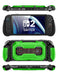 Front, rear, top and bottom views of the Mumba Titan case for Nintendo Switch 2 in bright green, showing its rear card holder and port openings.