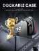 Docking infographic showing the Mumba Titan case for Nintendo Switch 2 in Ruddy red on a console in its dock beside a trophy graphic.