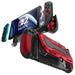 Front and rear views of the Mumba Titan case for Nintendo Switch 2 in Ruddy red, showing Joy-Con removal and the rear card holder.