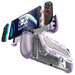 Front and rear views of the Mumba Titan case for Nintendo Switch 2 in Violt purple, showing Joy-Con removal and the rear card holder.