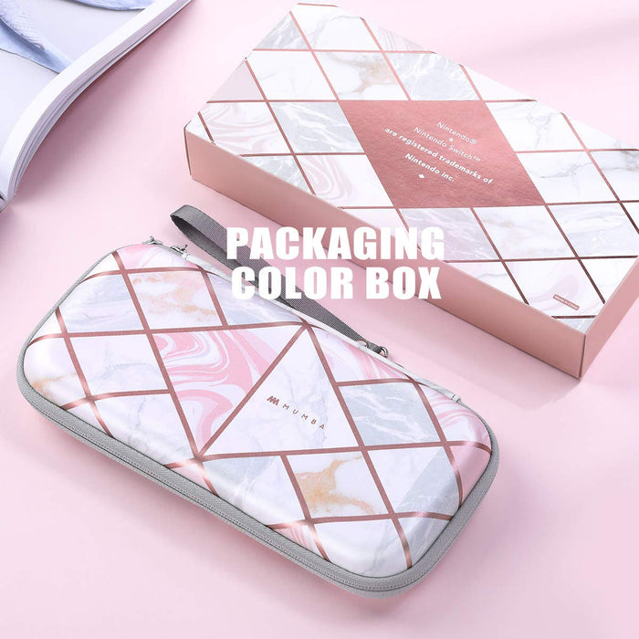 Mumba-Pink Marble Carrying Case for for Nintendo Switch & OLED - Mumba