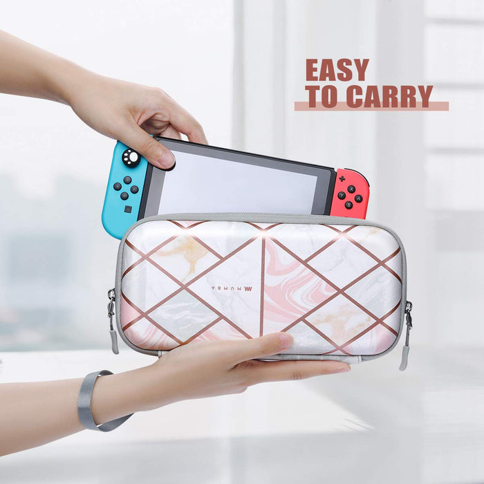 Mumba-Pink Marble Carrying Case for for Nintendo Switch & OLED - Mumba