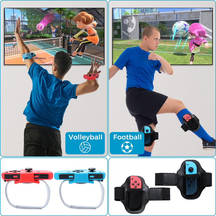 Mumba Switch Sports Accessories Bundle, 18 in 1 Family Accessories Kit for Nintendo Switch/Switch OLED Sports Games: Golf Clubs, Tennis Rackets, Sword Grips, Bowling Ball Grips, Wrist & Leg Straps - Mumba
