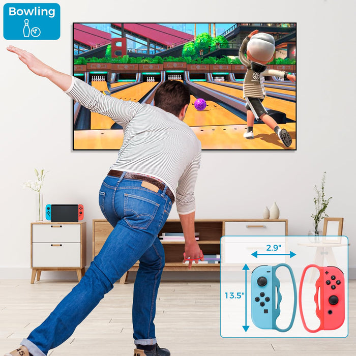 Mumba Switch Sports Accessories Bundle, 18 in 1 Family Accessories Kit for Nintendo Switch/Switch OLED Sports Games: Golf Clubs, Tennis Rackets, Sword Grips, Bowling Ball Grips, Wrist & Leg Straps - Mumba