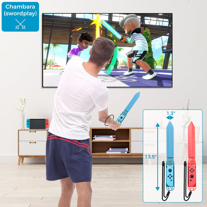 Mumba Switch Sports Accessories Bundle, 18 in 1 Family Accessories Kit for Nintendo Switch/Switch OLED Sports Games: Golf Clubs, Tennis Rackets, Sword Grips, Bowling Ball Grips, Wrist & Leg Straps - Mumba